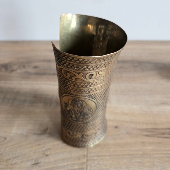 Brass tribal super wide cuff/bangle/bracelet with Ganesha image. - Picture 6 of 10